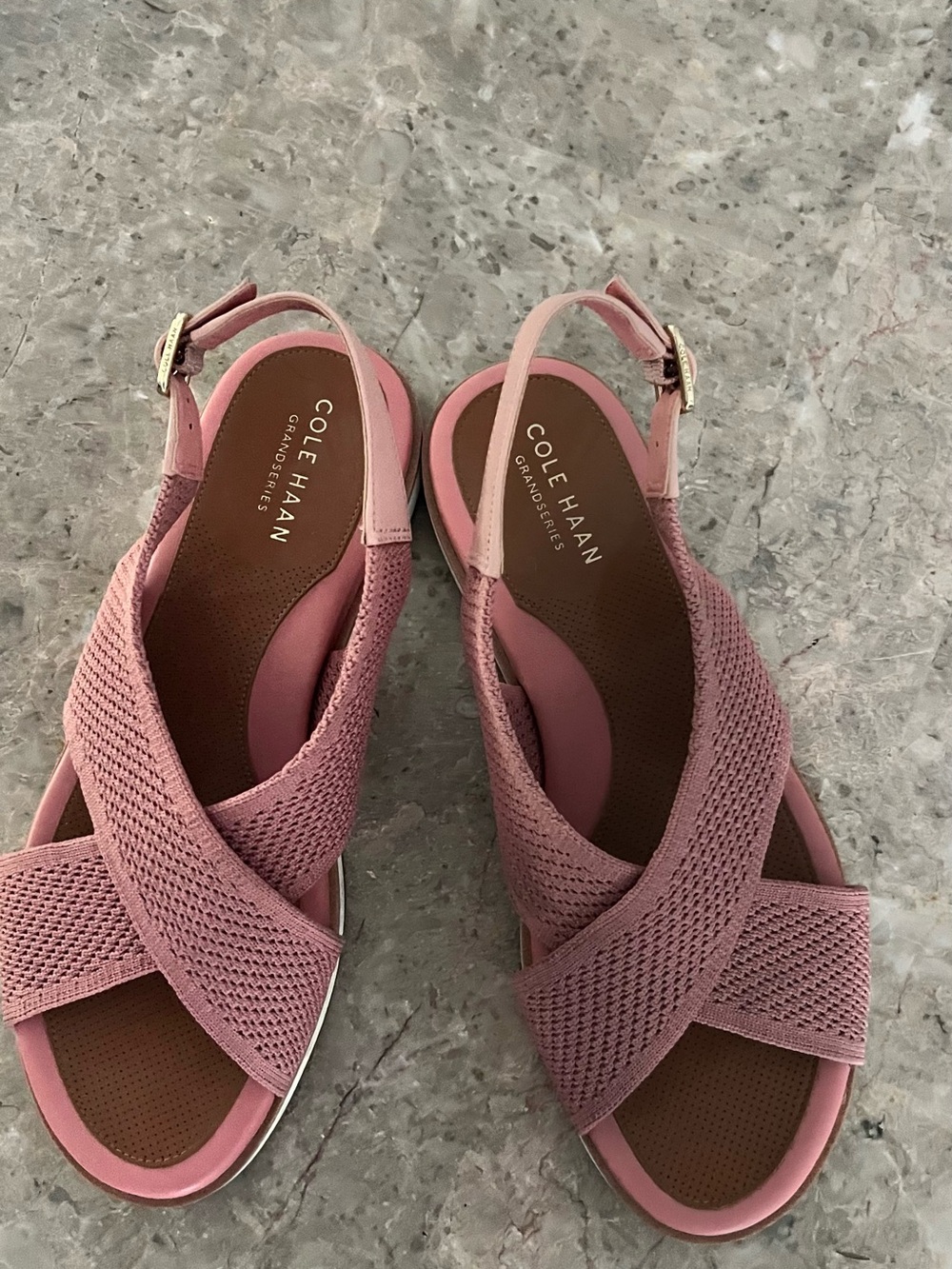 Cole Haan Dusty Rose Knit Crisscross Slingback Sandals